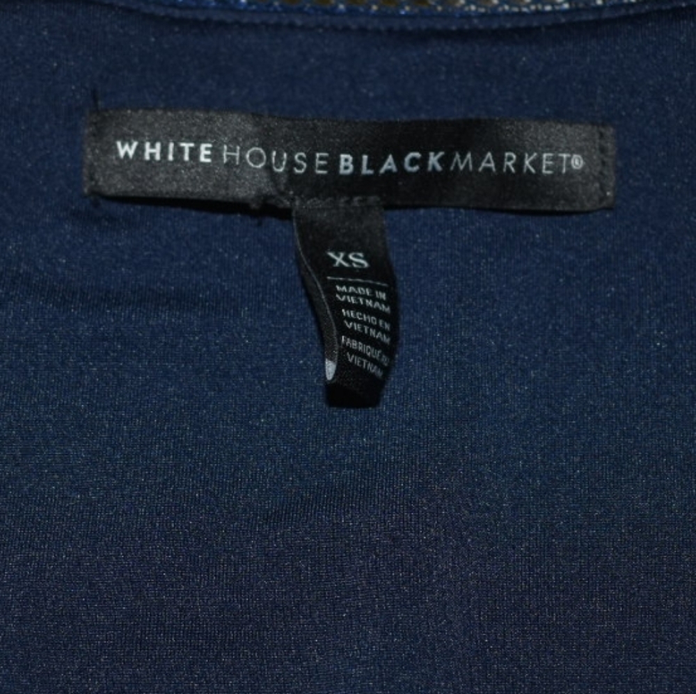 White House Black Market Deep Blue Wrap Blouse - Picture 2 of 7